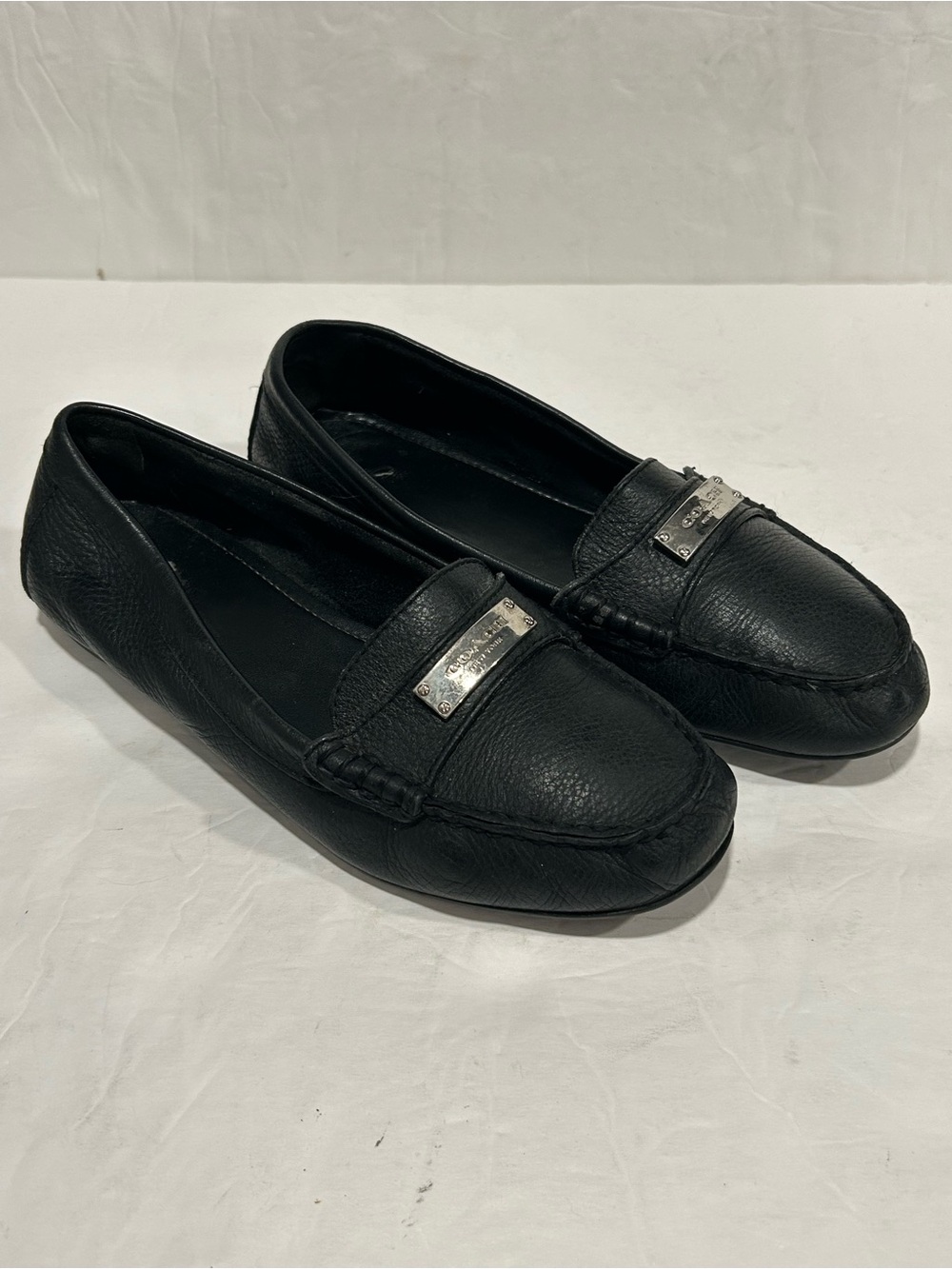 Coach Fredrica Leather Black Pebble Flat Soft Loafers Size 6.5B Driving Shoes - Picture 3 of 13